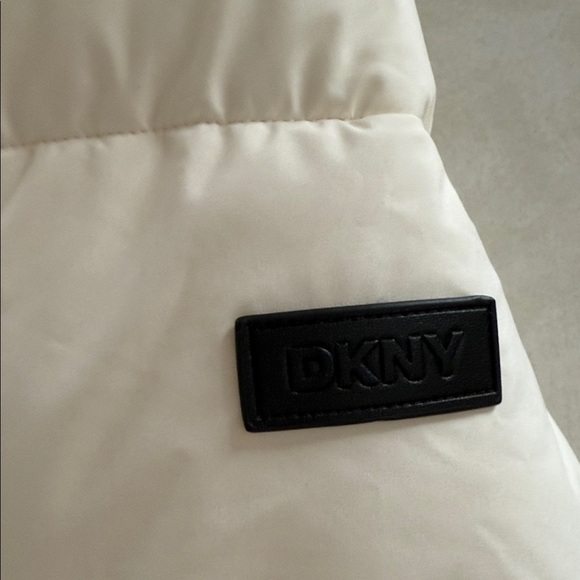DKNY Cream Hooded Puffer Coat - Picture 3 of 16